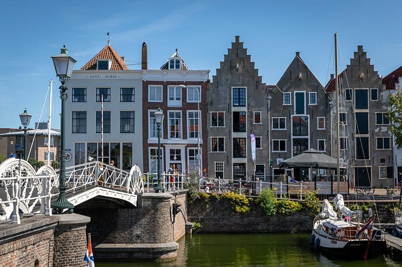 Old buildings in Middelburg next to the canal