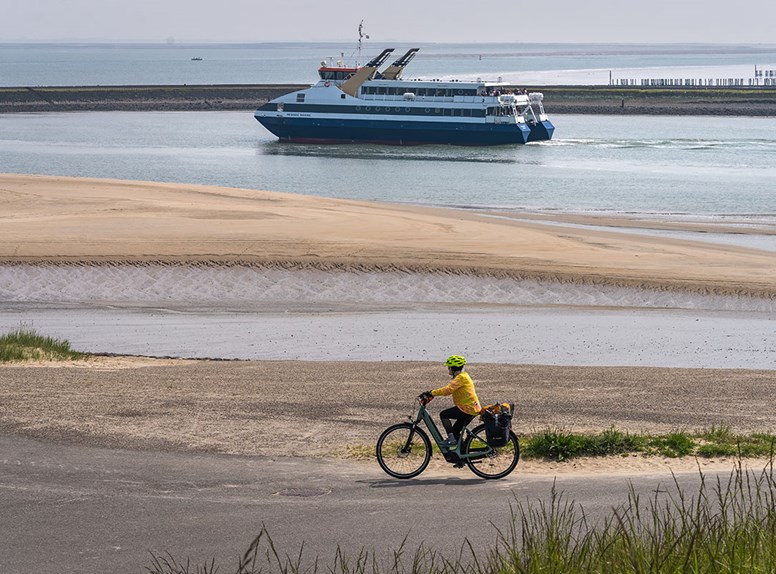 Westerschelde Ferry gezien vanaf de kust bij Breskens